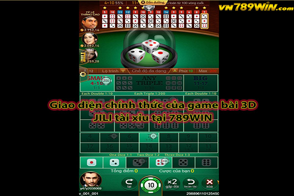 Giao diện chính thức của game bài 3D JILI tài xỉu tại 789WIN 